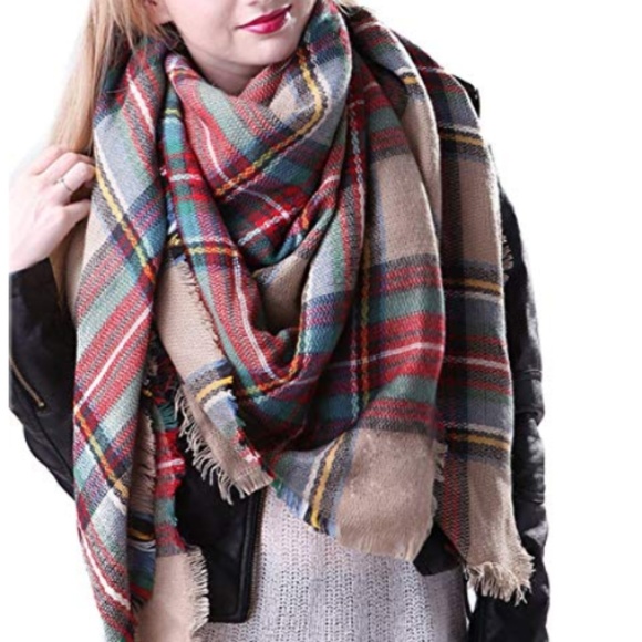 ONE LEFT! oversized plaid tartan blanket scarf - Picture 6 of 6